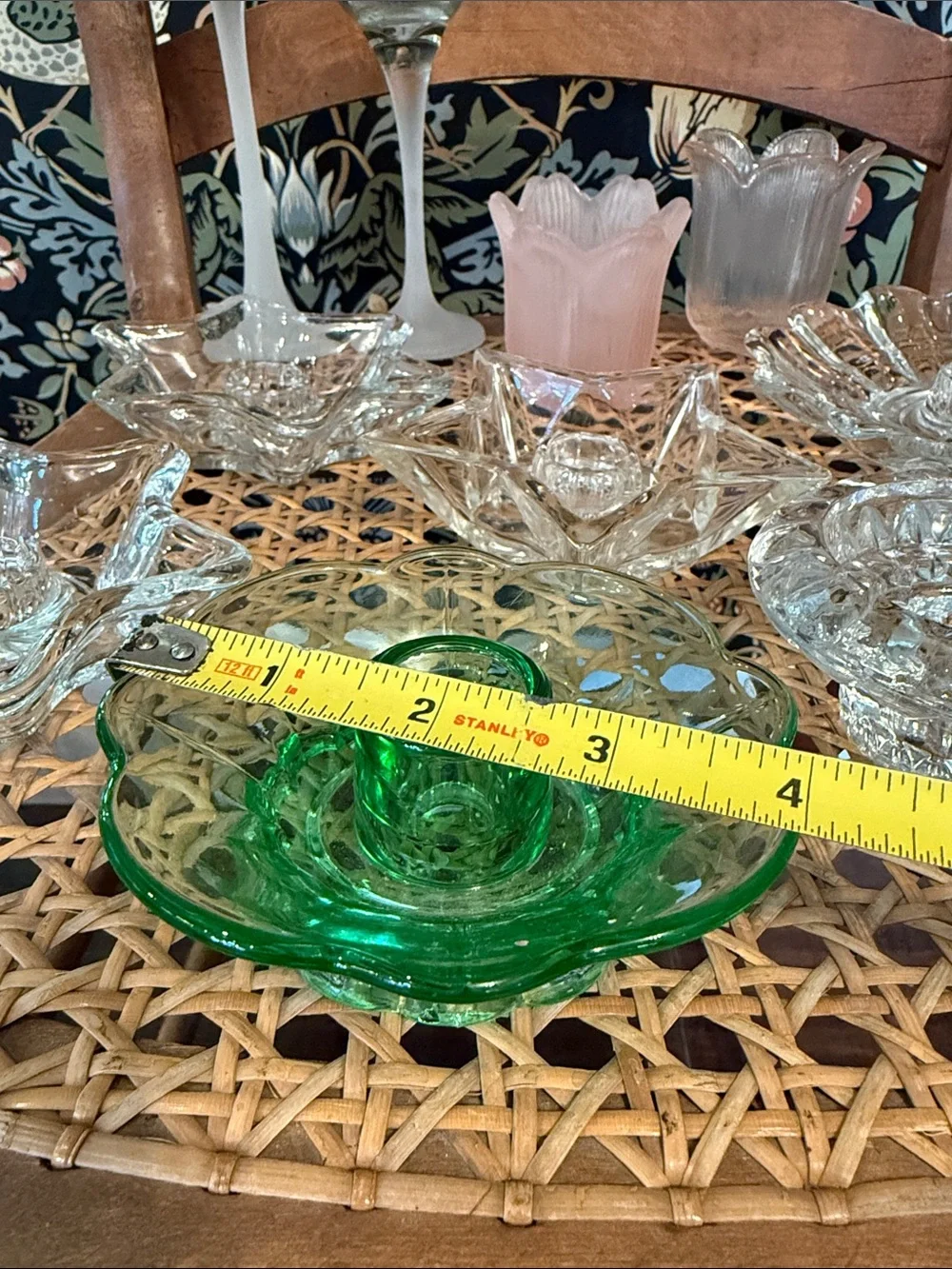 Vignette of 11 Vintage Candle Holders, Fostoria, Party Lite, KIG, Hazel Atlas